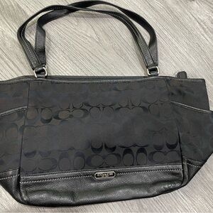 Coach Black Leather Tote Bag with Sturdy Handles